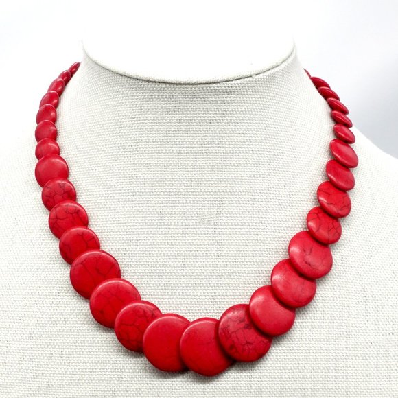 My Bead Emporium Jewelry - Red Howlite necklace with lobster clasp.